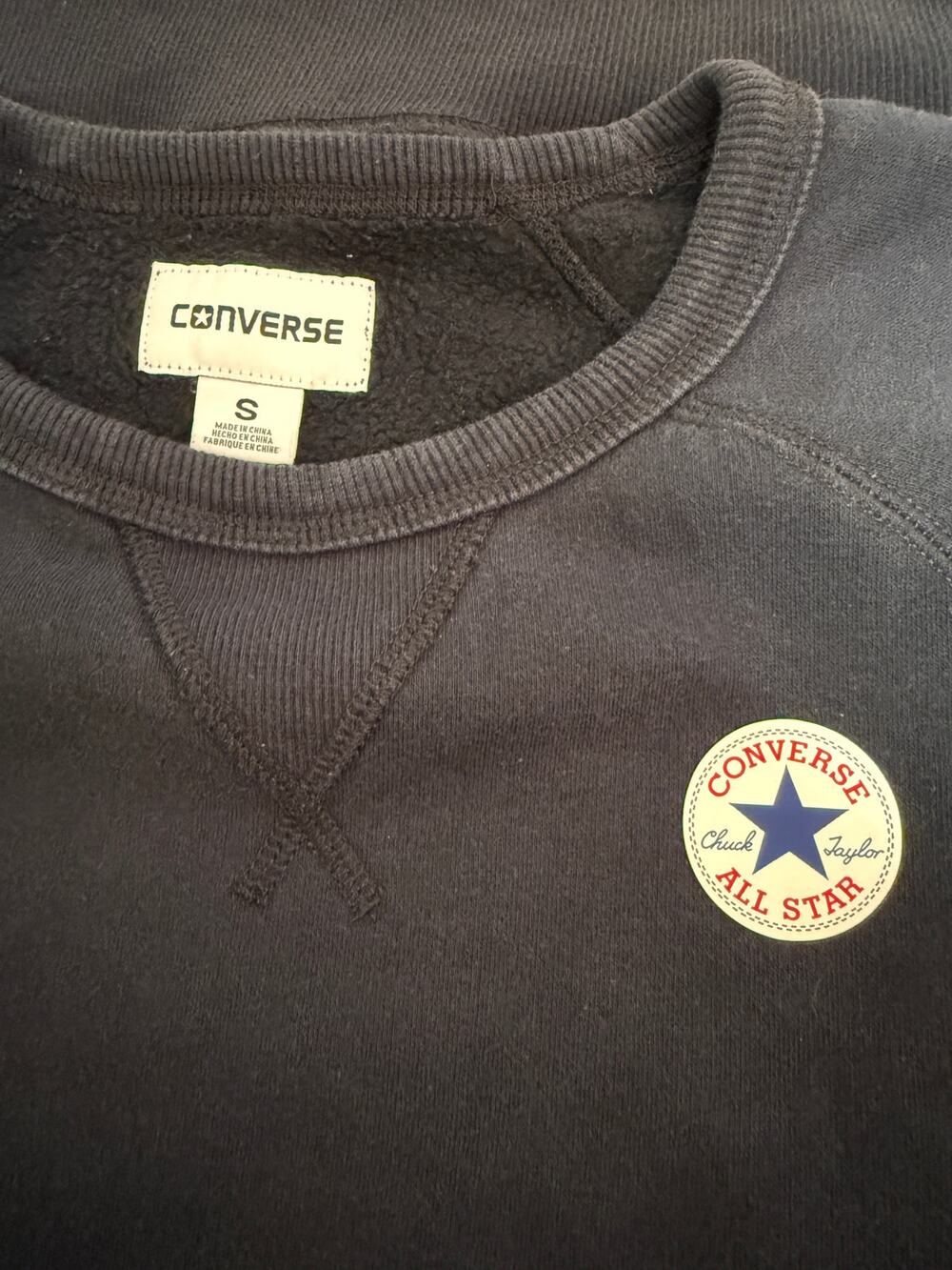 Converse Chuck Taylor All Star Sweatshirt Dress Women Black Fleece Pocket Tunic